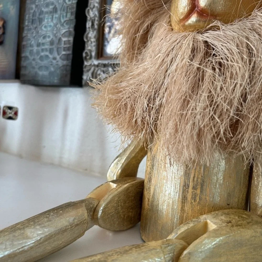 Whimsical Handcrafted‎ Golden Lion with Fluffy Mane - Pier One Decor